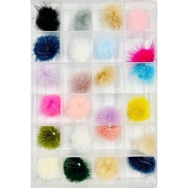 Caixa de Pompom Magnético com 24 Unidades