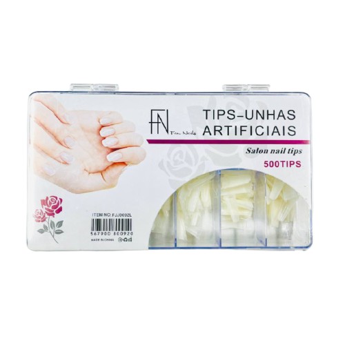 Tips Bailarina Curta Leitosa com 500 Unidades - FN Fan Nails