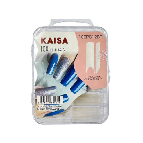 Tips Curvatura C Longa Transparente com 100 Unidades - Kaisa