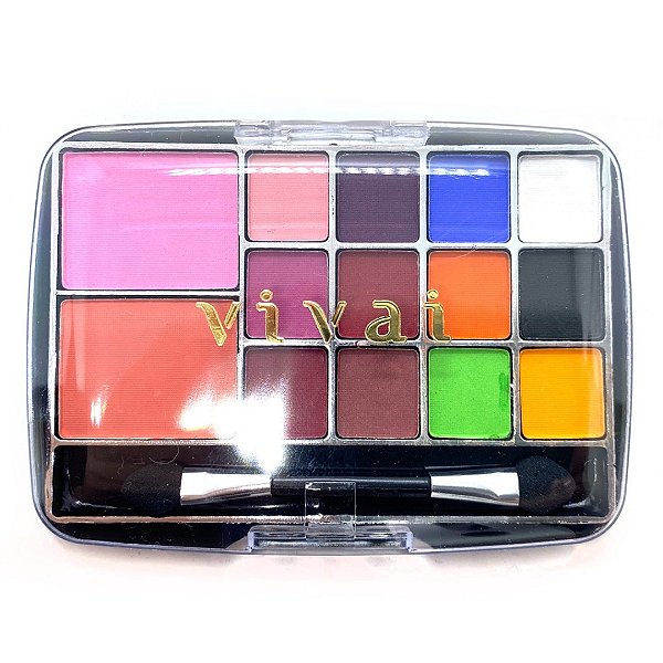 Estojo com 12 Sombras Matte e Metálico + 2 Blushes - Vivai
