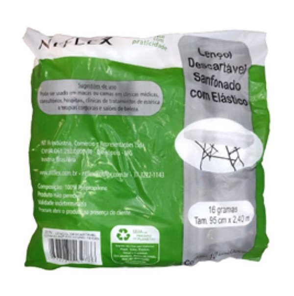 Lençol Descartável Sanfonado com Elástico BRANCO 16 Gramas com 10 Unidades (3278) - NTFlex