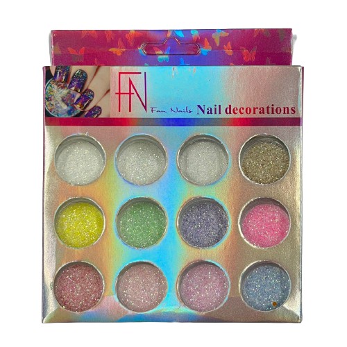 Kit de Glitter Açúcar com 12 Unidades - FN Fan Nails