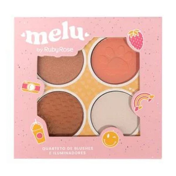 Quarteto de Blushes e Iluminadores Melu - Ruby Rose
