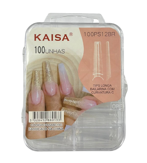 Tips Bailarina Longa Transparente com 100 Unidades - Kaisa