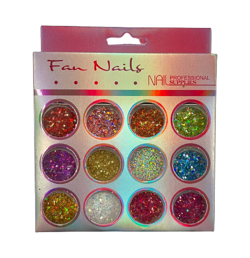 Glitter Flocado com 12 Unidades Modelo 1 - FN Fan Nails