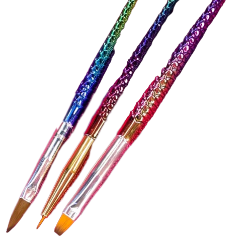 Kit com 3 Pincéis para Unhas Sereia
