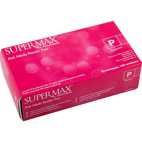 Caixa com 100 Unidades de Luva Rosa - SuperMax