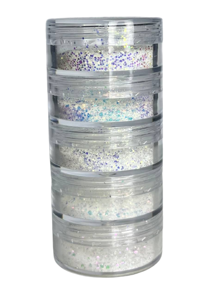 Torre de Glitter Branca 5 Unidades