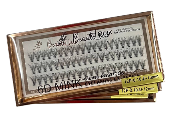 Cílios Tufo sem Nó 6D Mink 12P 0.10D - Lírio