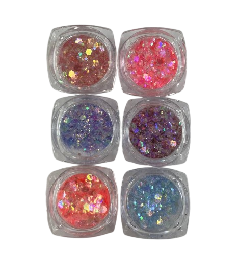 Mix de Glitter com 6 Unidades Sortidas  - FN Fan Nails