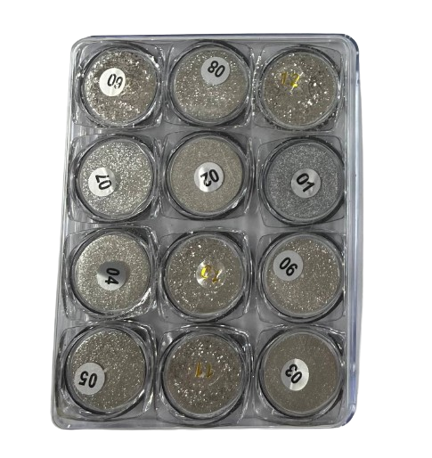 Mix de Glitters Prata com 12 Unidades - FN Fan Nails