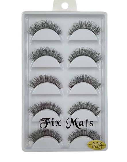5 Pares de Cílios Postiços 8D Mink A53 - Fix Mais