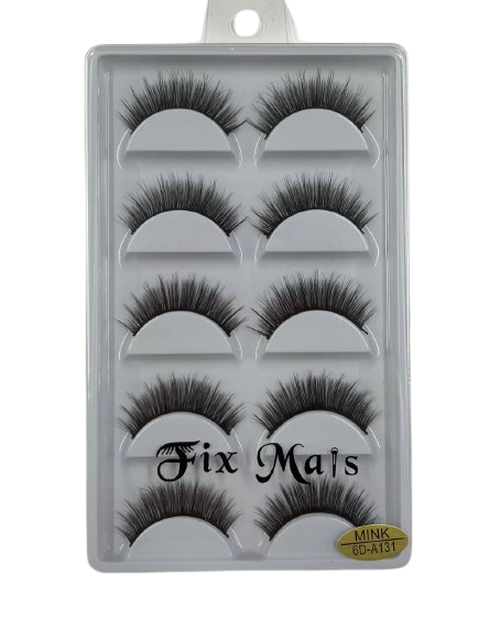5 Pares de Cílios Postiços 6D Mink A131 - Fix Mais