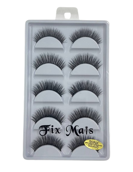 5 Pares de Cílios Postiços 6D Mink A05 - Fix Mais