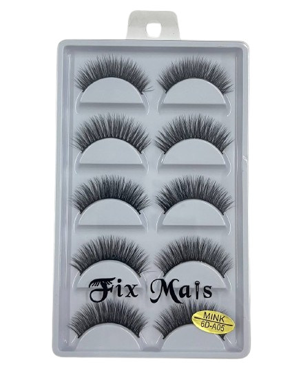 5 Pares de Cílios Postiços 6D Mink A05 - Fix Mais