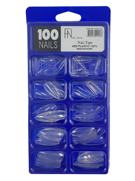 Unha Postiça Almond Transparente com 100 Unidades - FN Fan Nails