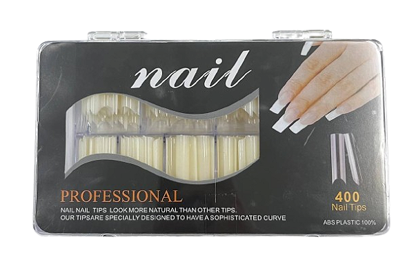 Tips Extra Longa Curvatura C Leitosa com 400 Unidades - Nail Professional