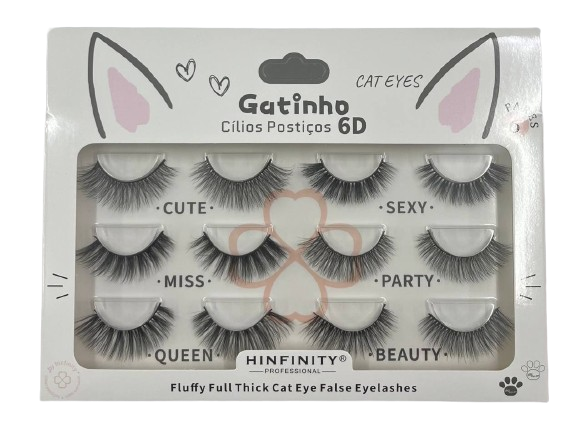 6 Pares de Cílios Postiços 6D Mix Cat 07 - Hinfinity
