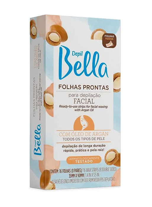 Folhas Prontas para Depilação Facial com Óleo de Argan - Depil Bella