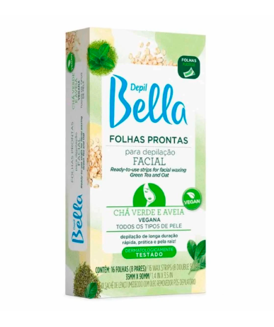 Folhas Prontas para Depilação Facial Chá Verde com Aveia - Depil Bella