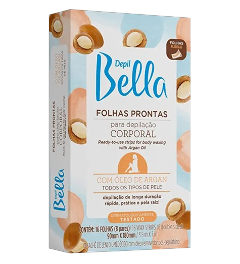 Folhas Prontas para Depilação Corporal com Óleo de Argan - Depil Bella