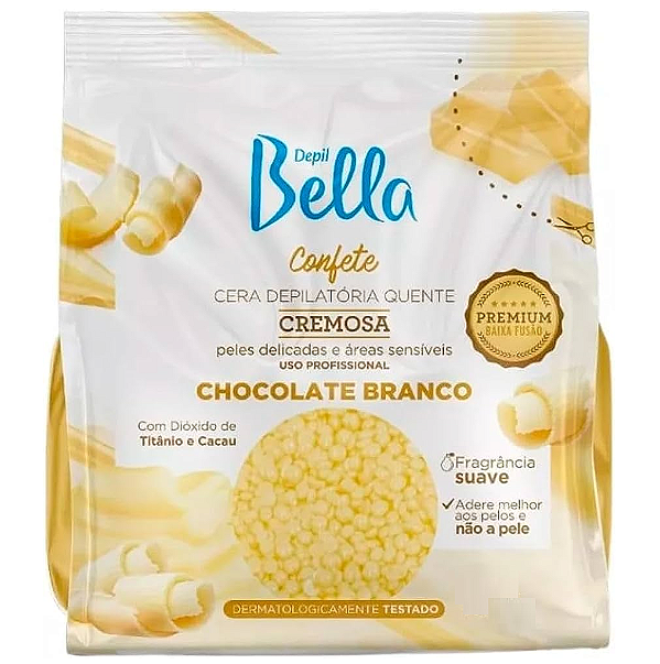 Cera Depilatória Quente Confete Chocolate Branco 1kg - Depil Bella