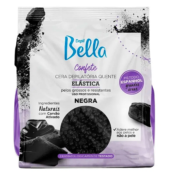Cera Depilatória Quente Confete Elástica Negra 1kg - Depil Bella