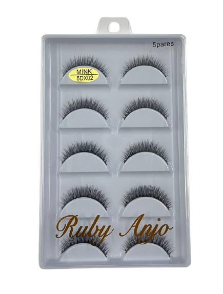 5 Pares de Cílios Postiços Mink 5D X02 - Ruby Anjo
