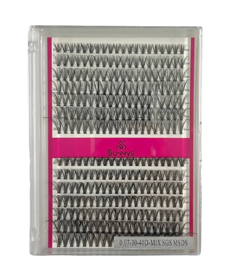 Cartela de Cílios Tufo sem Nó 30P + 40P 0.07D (SS6219) - Sunnys