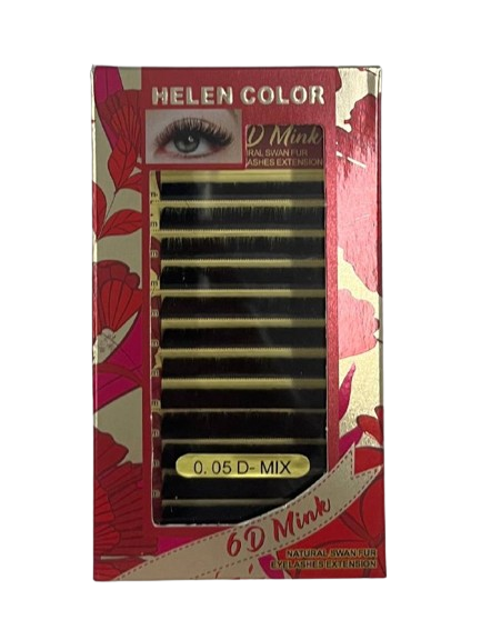 Cílios Fio a Fio 6D Mink 0.05D Mix Ímpar - Hêlen Color