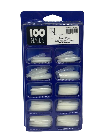 Unha Postiça Bailarina Curta Leitosa com 100 Unidades - FN Fan Nails