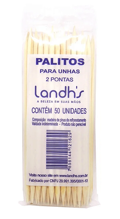 Pacote de Palito para Unhas 2 Pontas com 50 Unidades - Landh's