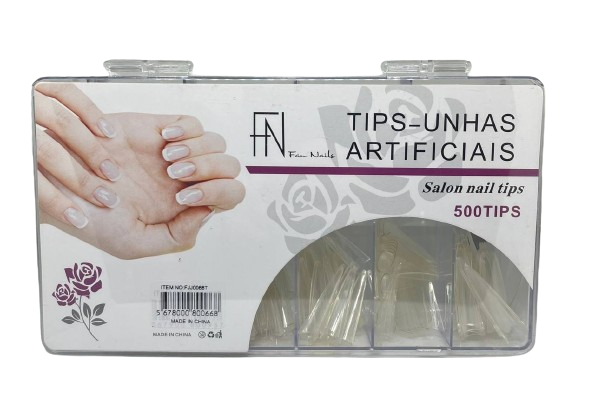 Tips Vamp Extra Longa Transparente com 500 Unidades - FN Fan Nails