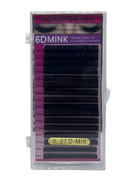 Cílios Fio a Fio 6D Mink 0.07D Mix - Hêlen Color