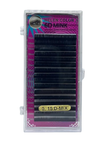 Cílios Fio a Fio 6D Mink 0.15D Mix - Hêlen Color
