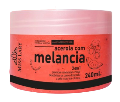 Esfoliante Corpo e Rosto Acerola com Melancia - Miss Lary
