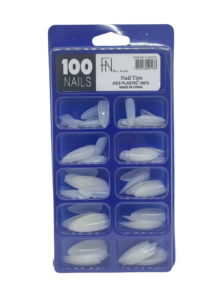 Unha Postiça Almond Leitosa com 100 Unidades - FN Fan Nails