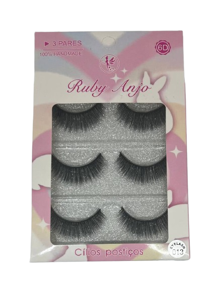 3 Pares de Cílios Postiços 6D 013 RA-401 - Ruby Anjo