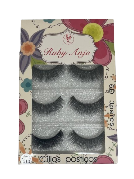 3 Pares de Cílios Postiços 6D 013 RA-409 - Ruby Anjo