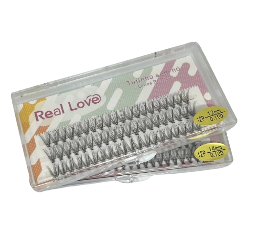 Caixa de Cílios Tufo sem Nó 12P 0.10D - Real Love