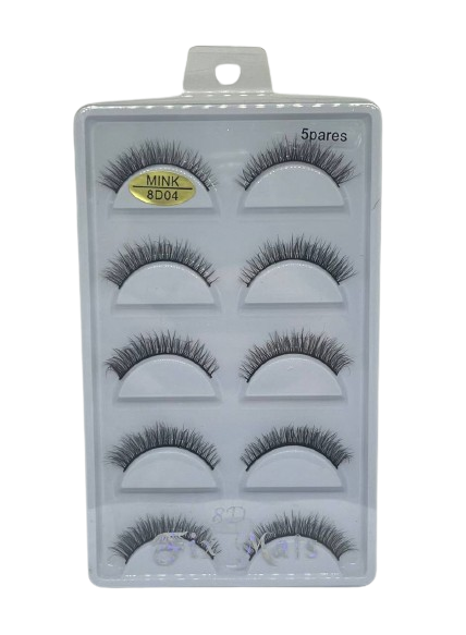 5 Pares de Cílios Postiços 8D Mink F-015 04  - Fix Mais