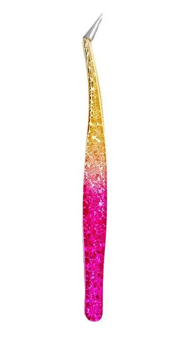 Pinça Semi Curva Rosa com Dourada - M. Hong