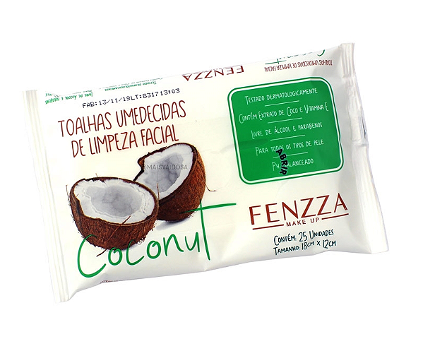 Toalhas Umedecidas Demaquilante Coconut - Fenzza