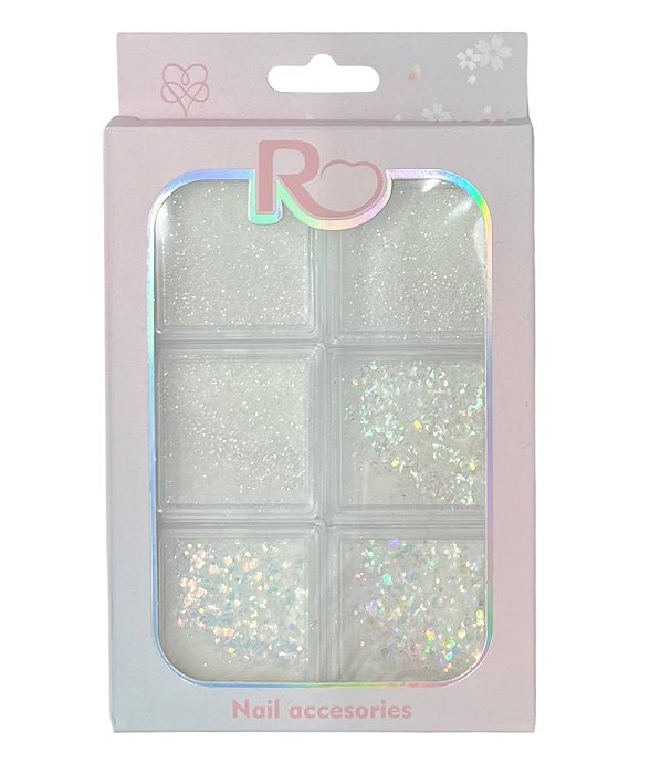 Kit com Glitter Branco com 6 Unidades GOS49 - Real Love