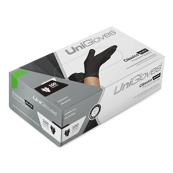 Caixa com 100 Unidades de Luva Latex COM PÓ PRETA - Uni Gloves