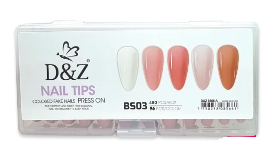 Unha Postiça Almond Colorida com 480 Unidades BS03 A - D&Z