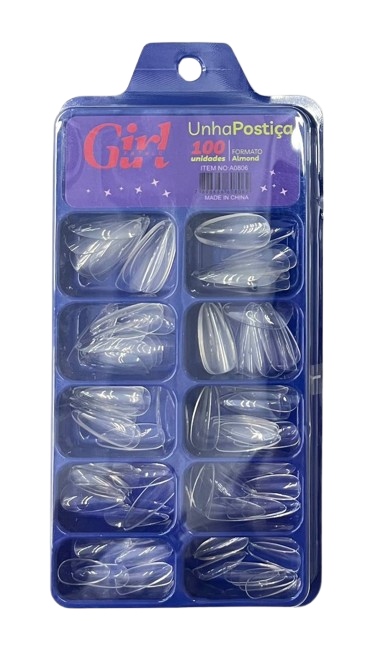 Unha Postiça Almond Transparente com 100 Unidades A0806 - Girl Fatale