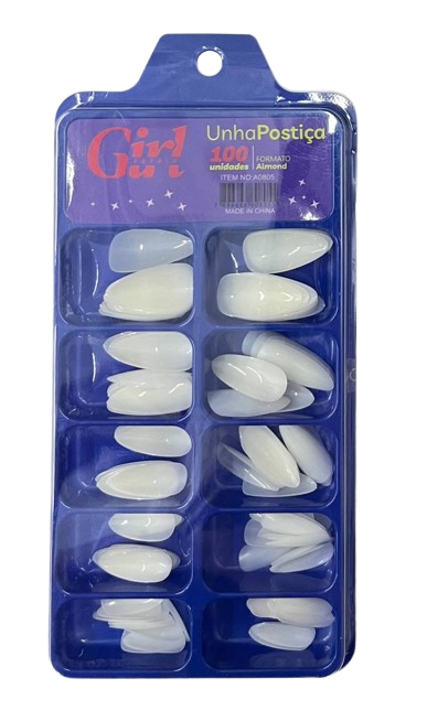 Unha Postiça Almond Leitosa com 100 Unidades A0805 - Girl Fatale