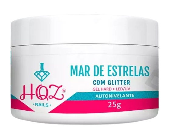 Gel Hard Mar de Estrelas com Glitter 25g - HQZ Nails