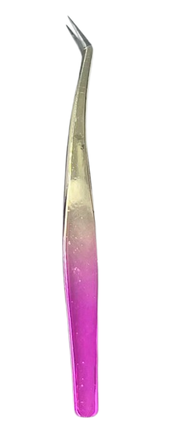 Pinça Semi Curva 1 Rosa com Dourado - Bela Luck Star